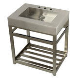 Kingston Brass KVSP3122A8 Fauceture 31" Stainless Steel Sink with Steel Console Sink Base, Brushed/Brushed Nickel