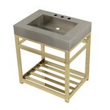 Kingston Brass KVSP3122A2 Fauceture 31" Stainless Steel Sink with Steel Console Sink Base, Brushed/Polished Brass