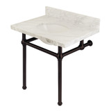Kingston Brass KVPB3030MB5 Templeton 30" x 22" Carrara Marble Vanity Top with Brass Console Legs, Carrara Marble/Oil Rubbed Bronze