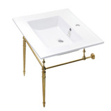 Kingston Brass KVPB252271BB Edwardian 25-Inch Console Sink with Brass Legs (Single Faucet Hole), White/Brushed Brass