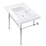 Kingston Brass  KVPB312271PN Edwardian 31" Console Sink with Brass Legs (Single Faucet Hole), White/Polished Nickel