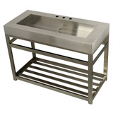 Kingston Brass KVSP4922A8 Fauceture 49" Stainless Steel Sink with Steel Console Sink Base, Brushed/Brushed Nickel