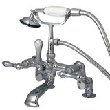 Kingston Brass Deck Mount Clawfoot Tub Filler Faucet with Hand Shower - Polished Chrome CC652T1