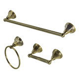 Kingston Brass BAK4181248AB Metropolitan 3-Piece Towel Bar Accessory Set, Antique Brass - Towel bar, Towel Ring, Toilet Paper Holder