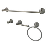 Kingston Brass BAHK192478SN American Classic 4-Piece Bathroom Accessory Set, Brushed Nickel - 18" Towel Bar, Towel Ring, Robe Hook, Toilet Paper Holder