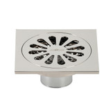 Kingston Brass BSF4161PN Watercourse Sunburst 4" Square Grid Shower Drain, Polished Nickel