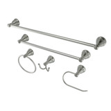 Kingston Brass BAHK5012478SN Mesa Verde 5-Piece Bathroom Accessory Set, Brushed Nickel - 18" Towel Bar, 24" Towel Bar, Towel Ring, Toilet Paper Holder, Robe Hook