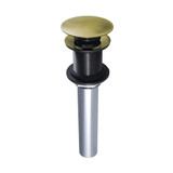 Kingston Brass EV7003 Push Pop-Up Drain without Overflow Hole, 22 Gauge, Antique Brass