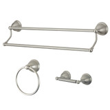 Kingston Brass BAK396348SN Restoration 3-Piece Bathroom Hardware, Brushed Nickel - Towel bar, Towel Ring, Toilet Paper Holder