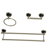 Kingston Brass BAK911348BN Water Onyx 3-Piece Bathroom Accessory Set, Brushed Nickel - Towel bar, Towel Ring, Toilet Paper Holder