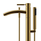 Wyndham WCAT102340P11GD Taron Modern-Style Bathroom Tub Filler Faucet and Hand Shower (Floor-mounted)  in Brushed Gold