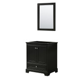 Wyndham WCS202030SDECXSXXM24 Deborah 30 Inch Single Bathroom Vanity in Dark Espresso, No Countertop, No Sink, and 24 Inch Mirror