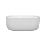 Wyndham WCOBT101360SWTRIM Juliette 60 Inch Freestanding Bathtub in White with Shiny White Drain and Overflow Trim