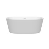 Wyndham WCOBT101260 Carissa 60 Inch Freestanding Bathtub in White with Polished Chrome Drain and Overflow Trim