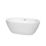 Wyndham WCBTK156159BNTRIM Juno 59 Inch Freestanding Bathtub in White with Brushed Nickel Drain and Overflow Trim