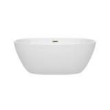 Wyndham WCBTK156159BNTRIM Juno 59 Inch Freestanding Bathtub in White with Brushed Nickel Drain and Overflow Trim