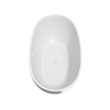 Wyndham  WCBTK156159SWTRIM Juno 59 Inch Freestanding Bathtub in White with Shiny White Drain and Overflow Trim