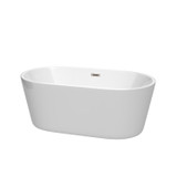 Wyndham WCOBT101260BNTRIM Carissa 60 Inch Freestanding Bathtub in White with Brushed Nickel Drain and Overflow Trim