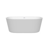 Wyndham WCOBT101260SWTRIM Carissa 60 Inch Freestanding Bathtub in White with Shiny White Drain and Overflow Trim