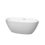 Wyndham WCBTE306159MW Juno 59 Inch Freestanding Bathtub in Matte White with Polished Chrome Drain and Overflow Trim