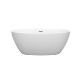 Wyndham WCBTE306159MWBNTRIM Juno 59 Inch Freestanding Bathtub in Matte White with Brushed Nickel Drain and Overflow Trim