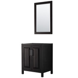 Wyndham WCV252530SDECXSXXM24 Daria 30 Inch Single Bathroom Vanity in Dark Espresso, No Countertop, No Sink, and 24 Inch Mirror