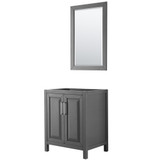 Wyndham WCV252530SKGCXSXXM24 Daria 30 Inch Single Bathroom Vanity in Dark Gray, No Countertop, No Sink, and 24 Inch Mirror
