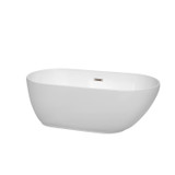 Wyndham WCOBT100060BNTRIM Melissa 60 Inch Freestanding Bathtub in White with Brushed Nickel Drain and Overflow Trim