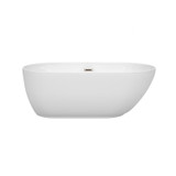 Wyndham WCOBT100060BNTRIM Melissa 60 Inch Freestanding Bathtub in White with Brushed Nickel Drain and Overflow Trim