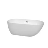 Wyndham WCOBT100060MBTRIM Melissa 60 Inch Freestanding Bathtub in White with Matte Black Drain and Overflow Trim