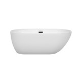 Wyndham WCOBT100060MBTRIM Melissa 60 Inch Freestanding Bathtub in White with Matte Black Drain and Overflow Trim