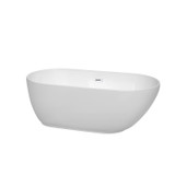 Wyndham WCOBT100060SWTRIM Melissa 60 Inch Freestanding Bathtub in White with Shiny White Drain and Overflow Trim