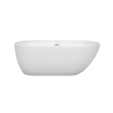 Wyndham WCOBT100060SWTRIM Melissa 60 Inch Freestanding Bathtub in White with Shiny White Drain and Overflow Trim
