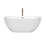 Wyndham WCOBT200060PCATPGD Brooklyn 60 Inch Freestanding Bathtub in White with Polished Chrome Trim and Floor Mounted Faucet in Brushed Gold