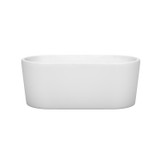 Wyndham WCBTK151159MBTRIM Ursula 59 Inch Freestanding Bathtub in White with Matte Black Drain and Overflow Trim