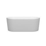 Wyndham WCBTE301159MWMBTRIM Ursula 59 Inch Freestanding Bathtub in Matte White with Matte Black Drain and Overflow Trim