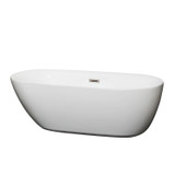 Wyndham WCOBT100065BNTRIM Melissa 65 Inch Freestanding Bathtub in White with Brushed Nickel Drain and Overflow Trim