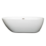 Wyndham WCOBT100065BNTRIM Melissa 65 Inch Freestanding Bathtub in White with Brushed Nickel Drain and Overflow Trim