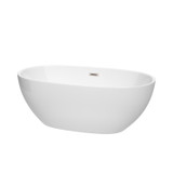 Wyndham WCBTK156163BNTRIM Juno 63 Inch Freestanding Bathtub in White with Brushed Nickel Drain and Overflow Trim