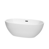 Wyndham WCBTK156163MBTRIM Juno 63 Inch Freestanding Bathtub in White with Matte Black Drain and Overflow Trim