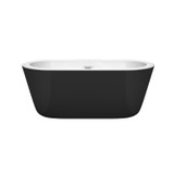 Wyndham WCOBT100360BK Mermaid 60 Inch Freestanding Bathtub in Black with White Interior with Polished Chrome Drain and Overflow Trim