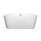 Wyndham WCOBT100360BNTRIM Mermaid 60 Inch Freestanding Bathtub in White with Brushed Nickel Drain and Overflow Trim