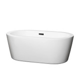 Wyndham WCOBT100360MBTRIM Mermaid 60 Inch Freestanding Bathtub in White with Matte Black Drain and Overflow Trim