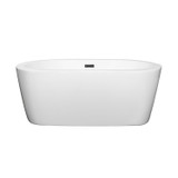 Wyndham WCOBT100360MBTRIM Mermaid 60 Inch Freestanding Bathtub in White with Matte Black Drain and Overflow Trim