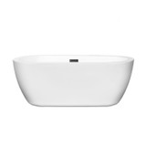 Wyndham WCOBT100260MBTRIM Soho 60 Inch Freestanding Bathtub in White with Matte Black Drain and Overflow Trim