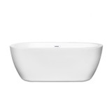 Wyndham WCOBT100260SWTRIM Soho 60 Inch Freestanding Bathtub in White with Shiny White Drain and Overflow Trim