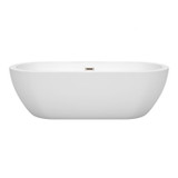 Wyndham WCOBT100272BNTRIM Soho 72 Inch Freestanding Bathtub in White with Brushed Nickel Drain and Overflow Trim