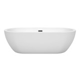 Wyndham WCOBT100272MBTRIM Soho 72 Inch Freestanding Bathtub in White with Matte Black Drain and Overflow Trim