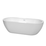 Wyndham WCOBT100272SWTRIM Soho 72 Inch Freestanding Bathtub in White with Shiny White Drain and Overflow Trim