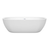Wyndham WCOBT100272SWTRIM Soho 72 Inch Freestanding Bathtub in White with Shiny White Drain and Overflow Trim